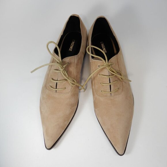 L'AGENCE Elise III Pointed Toe Oxford Flat Shoes Size 6.5 Cappuccino Suede NEW - Picture 7 of 16